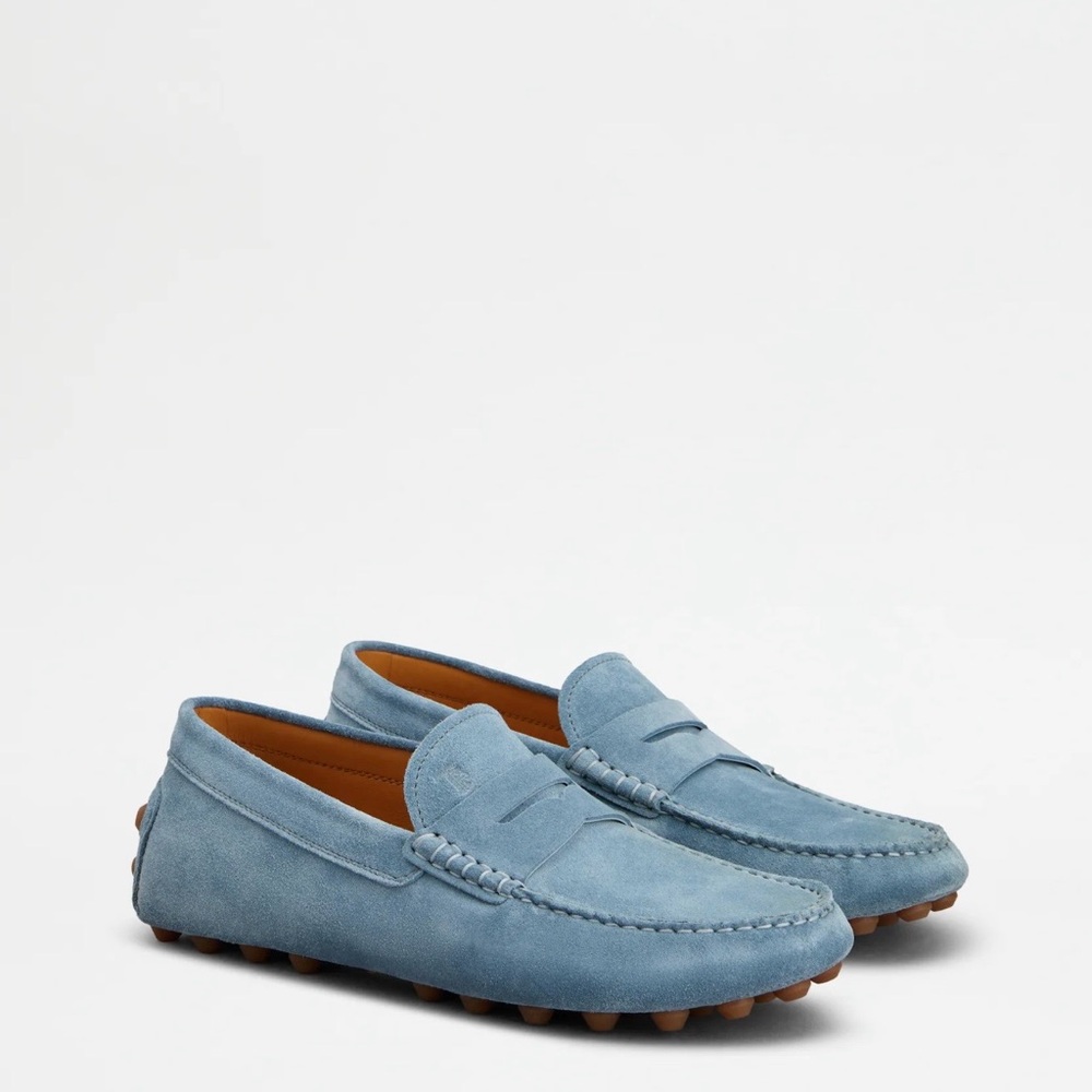 Men's TOD'S Designer Gommino Bubble Penny-Strap Loafers in Suede, SZ 10